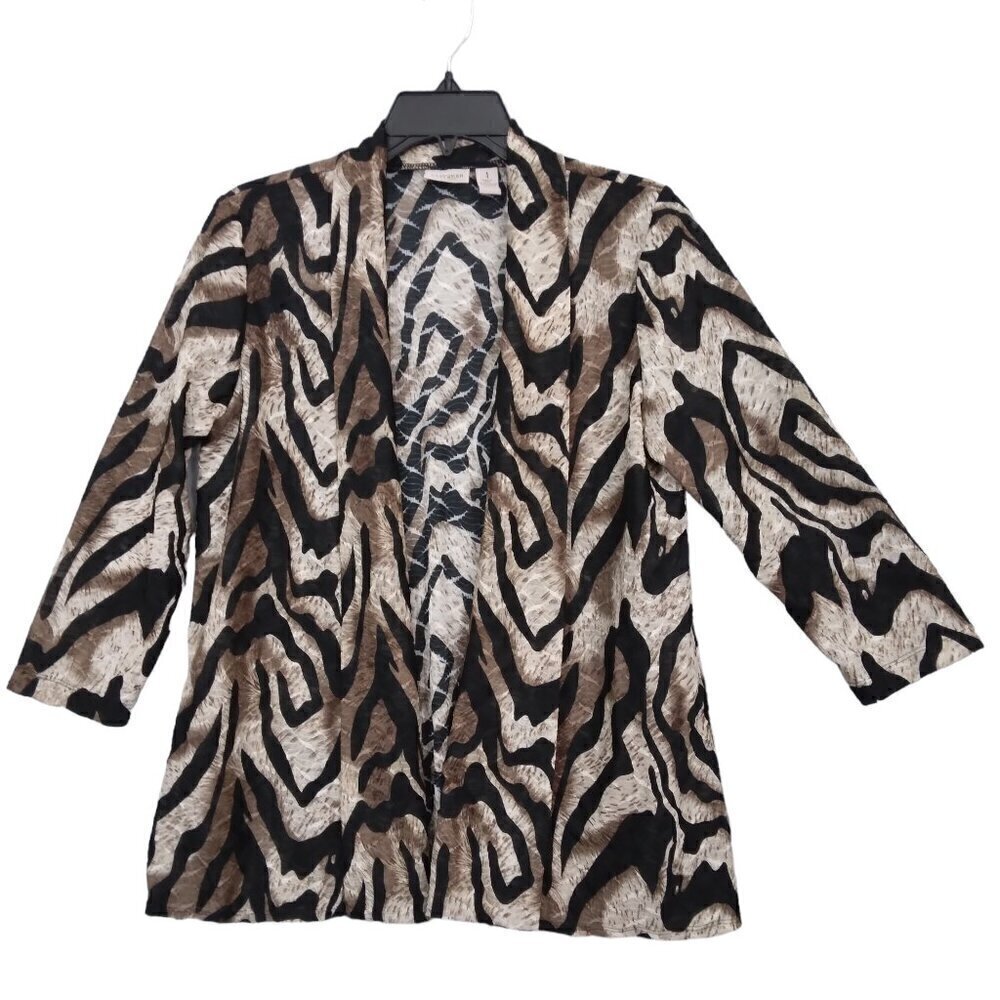 Chico's Easywear | Animal Print Open Front Lightweight Jacket | Size M